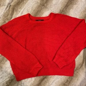 Forever 21 Square Neck Red Sweater